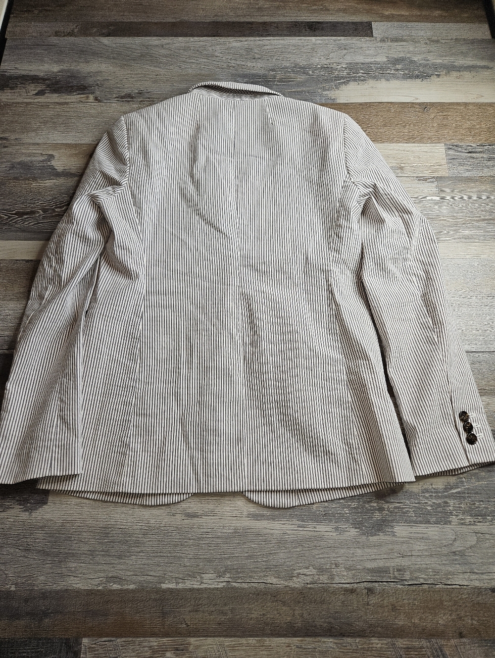 J. Crew Parke Blazer Seersucker Size 4 Grey White Striped - Picture 8 of 9